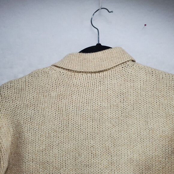 L Ann Taylor Denim Wool Blend Cardigan Sweater Collar Button Floral Embroidered - Picture 7 of 10